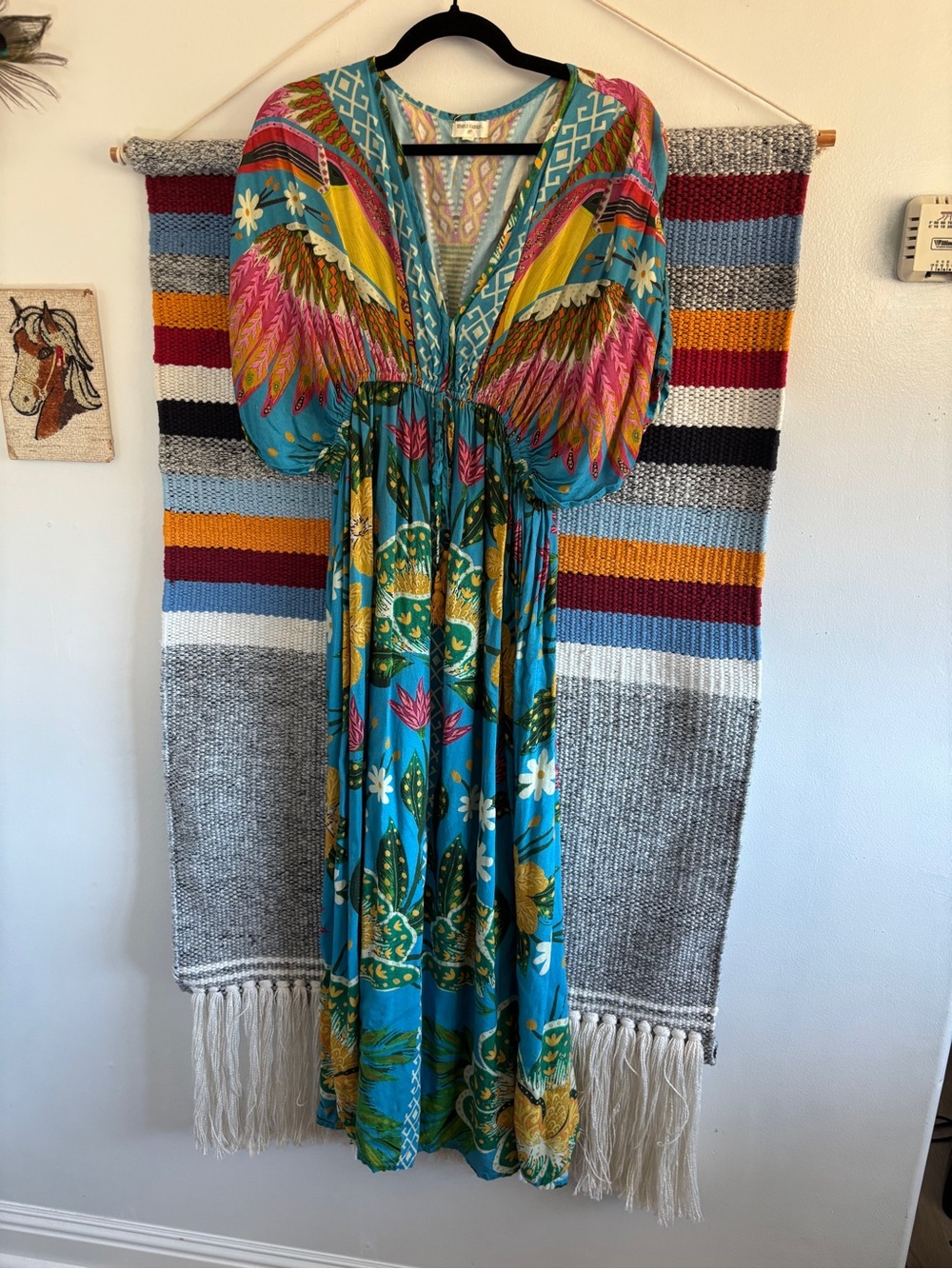World Market Teal Floral Maxi Dress